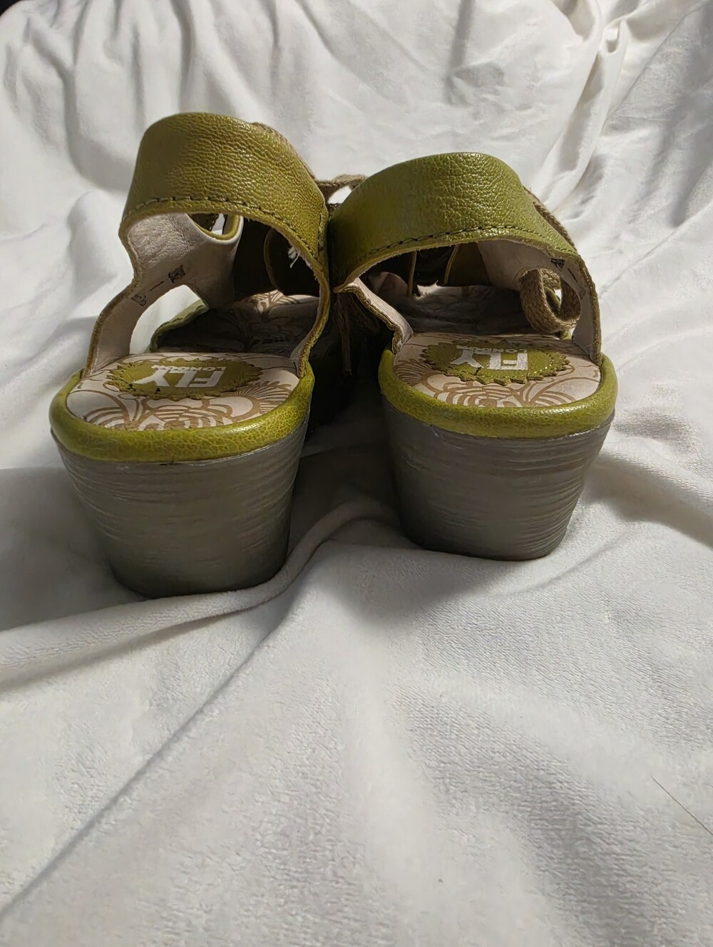 Fly London Women's Size 40 EUR US Size 9 Green Ylfa Wedge Tie Up Sandals Leather - Picture 7 of 9